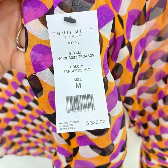 NWT Equipment FEMME Nanine tangerne MLT Sz Medium 100% Silk - Picture 8 of 8